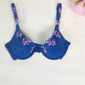 LILY OF FRANCE BLUE PUSH-UP PLUNGE BRA-34A